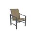 Tropitone Kenzo Patio Dining Armchair Sling in Gray | 35.5 H x 25.5 W x 29.75 D in | Wayfair 381537_GPH_Gold Coast