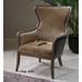 Wingback Chair - Canora Grey Slavkov 29" Wide Wingback Chair Faux Leather/Wood in Brown | 41 H x 29 W x 30.25 D in | Wayfair