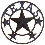 Millwood Pines Texas Circle Sign w/ Lone Star Accent Metal Circle Hanging Outdoor Wall Décor Metal in Brown/Gray | 16 H x 16 W x 4.25 D in | Wayfair