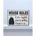 Winston Porter House Rules Wooden Sign Wall Décor in Black/Gray | 12 H x 16 W in | Wayfair 8B1F847517744D188FFD1B4418901EC3