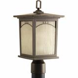 Winston Porter Shmuel Antique Bronze 1 -Bulb Outdoor Hanging Lantern Glass/Aluminium/Metal in Brown/Gray | 15.75 H x 8 W x 8 D in | Wayfair