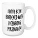 Wrought Studio™ Clitherall I Have Been Burdened w/ a Glorious Personality Coffee Mug Ceramic in Black/Brown/White | 4.62 H in | Wayfair