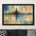 Ebern Designs 'City Lights' Framed Oil Painting Print Plastic/Acrylic in Blue | 21.5 H x 27.5 W x 0.75 D in | Wayfair