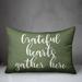 Latitude Run® Kyire Grateful Hearts Gather Here Lumbar Pillow Polyester/Polyfill blend in Green | 14 H x 20 W x 1.5 D in | Wayfair