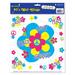 The Party Aisle™ 60's Peel 'N Place Window Sticker Vinyl in Blue/Pink/Yellow | 15 H x 12 W in | Wayfair 54DEBBB985D44A7E962347C686924D74