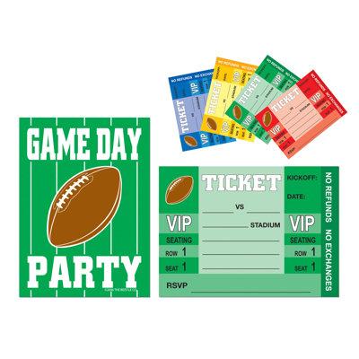 The Party Aisle™ 8 Piece Game Day Football Invitation Set in Green, Size 4.0 H x 5.5 W x 0.01 D in | Wayfair DF92BADC8824451CB95D3AD6FEF678A8