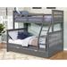 Harriet Bee Auguste Twin Over Full Standard Bunk Bed w/ Trundle Wood in Gray | 70.25 H x 57.5 W x 80.5 D in | Wayfair