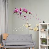 Walplus Magnolia Flowers Wall Decal Vinyl in Brown/Pink | 43.31 H x 82.68 W in | Wayfair C2LW002002