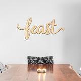 Brayden Studio® Feast Script Wood Sign Home Gallery Wall Décor in Brown/White | 6 H x 12 W in | Wayfair 2D714399BE7B4BCEBCDF03913E6E4CD6