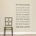 Wallums Wall Decor In This House We Do Love Wall Decal Vinyl, Glass in Gray | 9 H x 36 W in | Wayfair quotes-we-do-love-28x48_gray