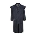 Portmann Stockman Unisex Premium Quality Lined Waxed Cape Long Rain Coat Hand Made in UK (S, Navy Blue)