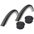 Schwalbe CX Comp Tyre - Active - Rigid - Black/Reflex - 20 x 1.75 & IMPAC Inner Tube - 20 x 1.75-2.35 - 35mm Schrader Valve - Pair