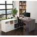 i3 Plus L-Desk w/ Two Drawers in Bark Gray & White - Bestar 160850-4717