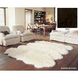 "Black Bowron Long Wool Octo Eight Pelt M Grade Sheepskin Rug 6'5"" x 5'3"" - LWWMOCT-BLACK"