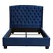Majestic Eastern King Tufted Bed in Royal Navy Velvet w/ Nail Head Wing Accents - Nova Lifestyle MAJESTICEKBEDNB