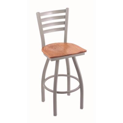 "Holland 41030ANMedOak 410 Jackie 30"" Bar Stool /w Anodized Nickel Finish, Medium Oak Seat"