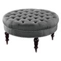 Isabelle Charcoal Round Tufted Ottoman - Linon 420057CHA01U