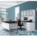 Pro-Concept Plus U-Desk w/ Frosted Glass Door Hutch in White & Deep Grey - Bestar 110890-17