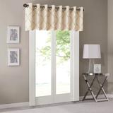 "Madison Park Saratoga 50x18"" Fretwork Print Valance in Beige/Gold - Olliix MP41-3601"