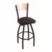 "Holland 83036BWNatMplBBlkVinyl 830 Voltaire 36"" Bar Stool /w Black Wrinkle Finish, Black Vinyl Seat, Natural Maple Back"