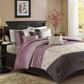 Madison Park Serene Queen Embroidered 7 Piece Comforter Set in Purple - Olliix MP10-3446