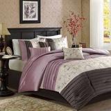 Madison Park Serene Queen Embroidered 7 Piece Comforter Set in Purple - Olliix MP10-3446