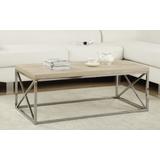 "Coffee Table / Accent / Cocktail / Rectangular / Living Room / 44""L / Metal / Laminate / Natural / Chrome / Contemporary / Modern - Monarch Specialties I 3208"