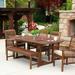 6-Piece Dark Brown Acacia Patio Dining Set w/ Cushions - Walker Edison OW6SDB