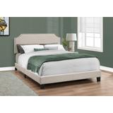 Bed / Queen Size / Platform / Bedroom / Frame / Upholstered / Linen Look / Wood Legs / Beige / Black / Transitional - Monarch Specialties I 5926Q