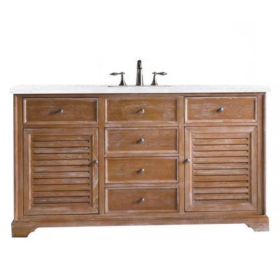 "Savannah 60"" Driftwood Single Vanity With 3 CM Arctic Fall Solid Surface Top - James Martin 238-104-5311-3AF"