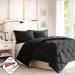 Madison Park Essentials Larkspur Full/Queen Reversible Down Alternative 3M Scotchgard Comforter Mini Set in Black - Olliix BASI10-0282