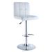 Powell-211-851 White Quilted Faux Leather & Chrome Adjustable Height Bar Stool