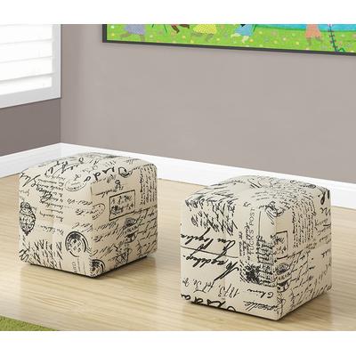 Ottoman / Pouf / Footrest / Foot Stool / Set Of 2 / Juvenile / Fabric / Beige / Transitional - Monarch Specialties I 8162