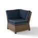 Bradenton Outdoor Wicker Sectional Corner Chair Navy/Weathered Brown - Crosley KO70018WB-NV