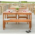 Outdoor Classic Traditional Modern Contemporary Acacia Wood Simple Patio 4-Piece Dining Set in Brown - Walker Edison OW4SDTBR