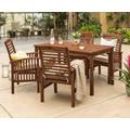 Outdoor Classic Traditional Modern Contemporary Acacia Wood Simple Patio 5-Piece Dining Set in Dark Brown - Walker Edison OW5SDTDB