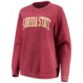 Women's Pressbox Garnet Florida State Seminoles Comfy Cord Vintage Wash Basic Arch Pullover Sweatshirt