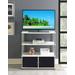 Designs2Go Highboy TV Stand in White/Black Doors - Convenience Concepts 151239W