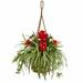 Bay Isle Home™ Artificial Mixed Hanging Basket Polyester/Faux Silk/Plastic/Fabric in Red | 31 H x 30 W x 30 D in | Wayfair