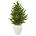 Fleur De Lis Living 3.5ft. Olive Cone Topiary Artificial Tree in White Planter UV Resistant (Indoor/Outdoor) Earthenware/Silk/ | Wayfair