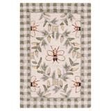 Green/White 20 x 0.25 in Area Rug - Elara Floral Handmade Wool Area Rug Wool Laurel Foundry Modern Farmhouse® | 20 W x 0.25 D in | Wayfair