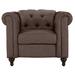 Chesterfield Chair - Alcott Hill® Jemima 39.37" Wide Tufted 100% Linen Chesterfield Chair Linen in Brown | 30.7 H x 39.37 W x 34.65 D in | Wayfair