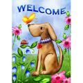 Toland Home Garden Welcome Dog 2-Sided Polyester 40 x 28 in. House Flag in Blue/Green | 40 H x 28 W in | Wayfair 102078