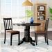 Dovecove Gallatin 3 - Piece Rubberwood Solid Wood Dining Set Wood/Upholstered in Black/Brown | 30 H in | Wayfair EBBC9B979876497A95DFB86D2F3F5C52