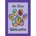 Toland Home Garden All Paws Welcome 28 x 40 inch House Flag, Polyester in Indigo/Pink | 40 H x 28 W in | Wayfair 109513