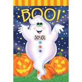 Toland Home Garden Boo Ghost Polyester 12 x 18 in. Garden Flag in Blue/Orange | 18 H x 12.5 W in | Wayfair 119675