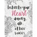 Buy Art For Less Listen to Your Heart Among Other Voices by Marilu Windvand - Wrapped Canvas Textual Art Print in Black/Gray | Wayfair
