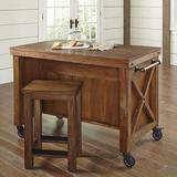 Birch Lane™ Vargas Kitchen Cart Wood in Brown/Red | 36 H x 52 W x 30 D in | Wayfair BL11426 26091309