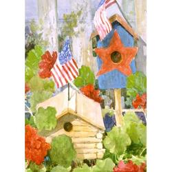 Toland Home Garden Star-Spangled Birdhouse 2-Sided Polyester 40 x 28 in. House Flag in Brown/Gray/Green | 40 H x 28 W in | Wayfair 102096