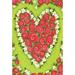 Toland Home Garden Rose Heart 28 x 40 inch House Flag, Polyester in Green/Red | 40 H x 28 W in | Wayfair 109766